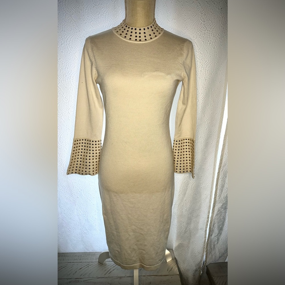 Calvin Klein Ivory Dress with Gold buttons